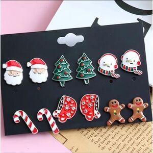 6 Pairs of Christmas Stud Earrings